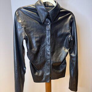 Nanushka Faux Leather Fitted Long Sleeve Top